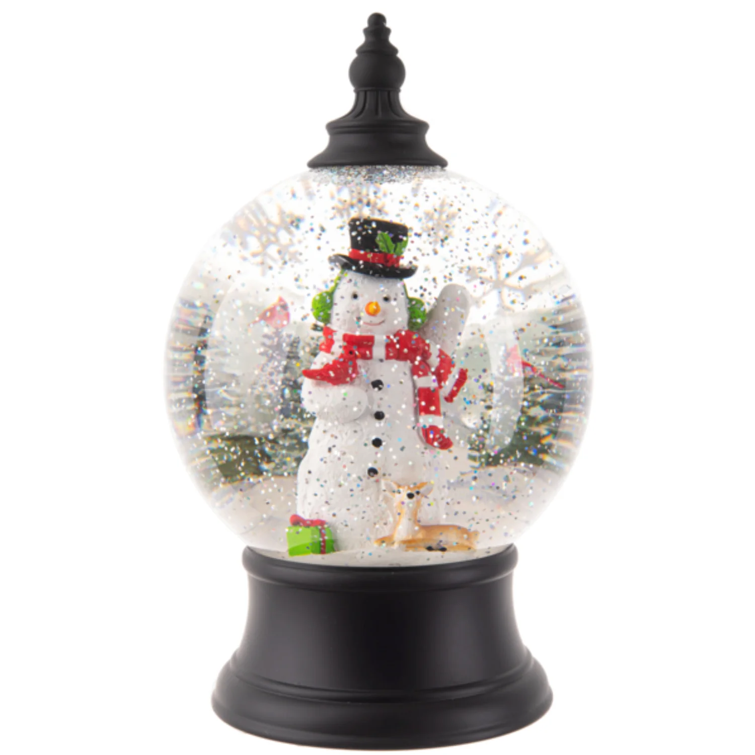 LED Light Up Rotating Shimmer Snowman Scene Globe - Image 3