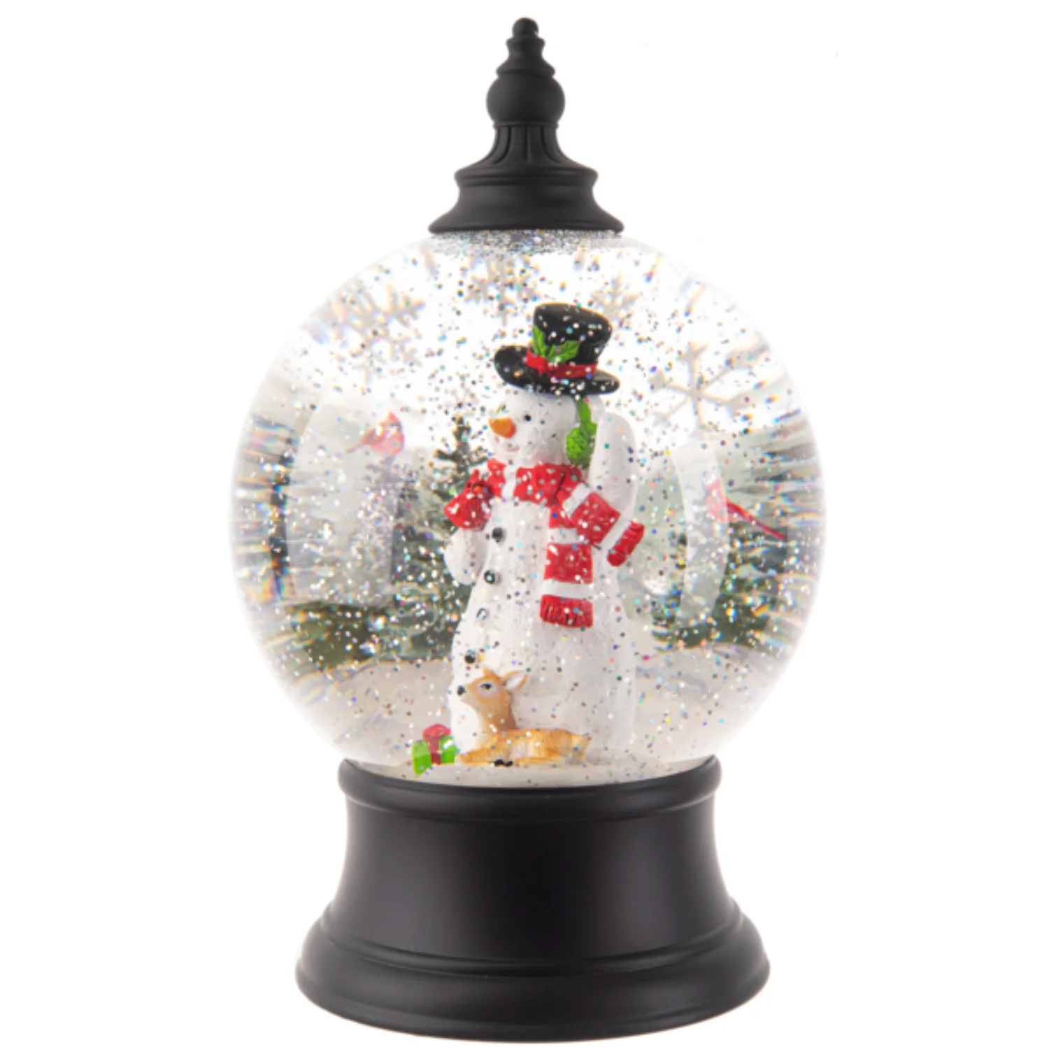 LED Light Up Rotating Shimmer Snowman Scene Globe - Image 4