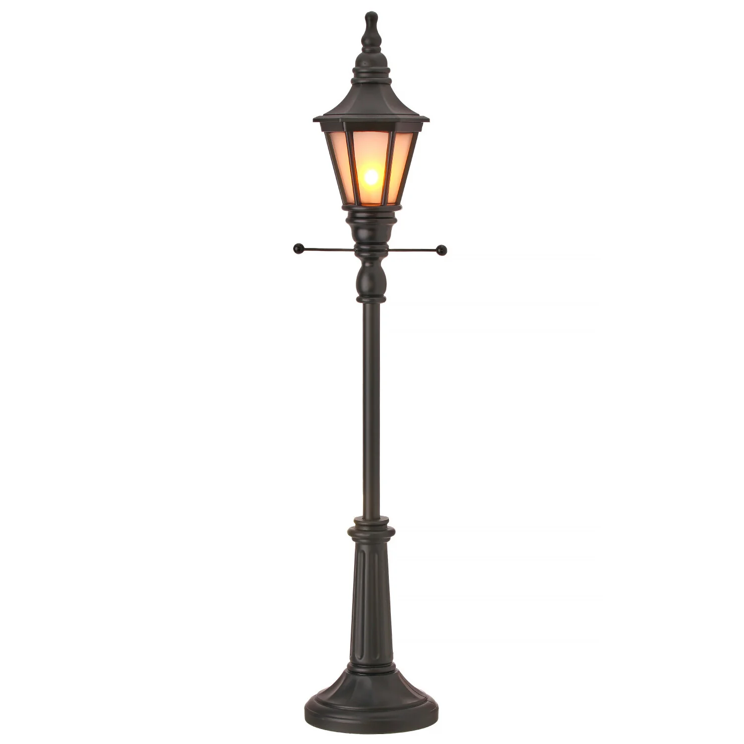 LED Lighted Battery Operated Standing Lamp Post W/ Timer, 24" (Black)