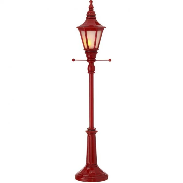 LED Lighted Battery Operated Standing Lamp Post W/ Timer, 24" (Red)