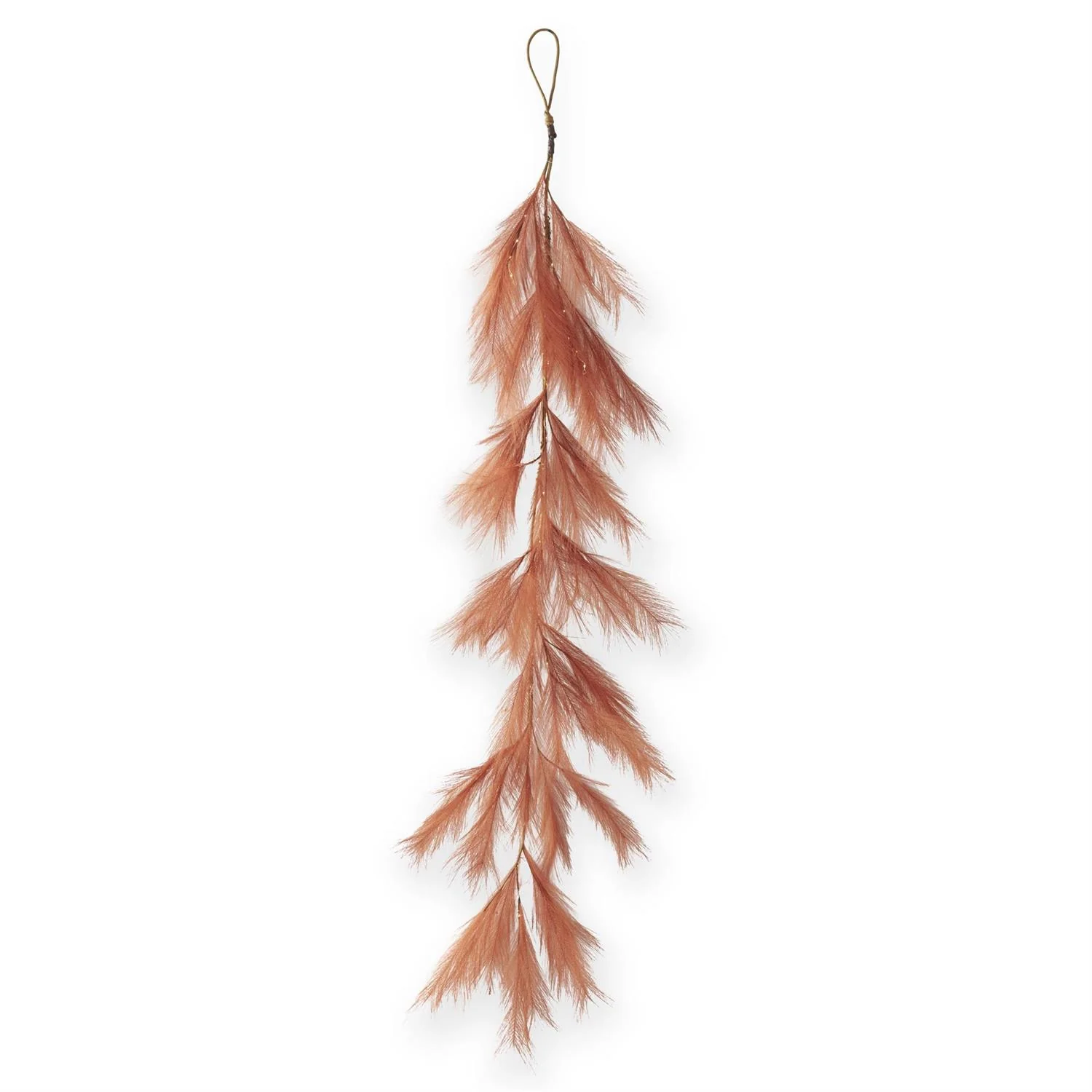 LED Orange Pampas Grass Garland w/Timer, 70"