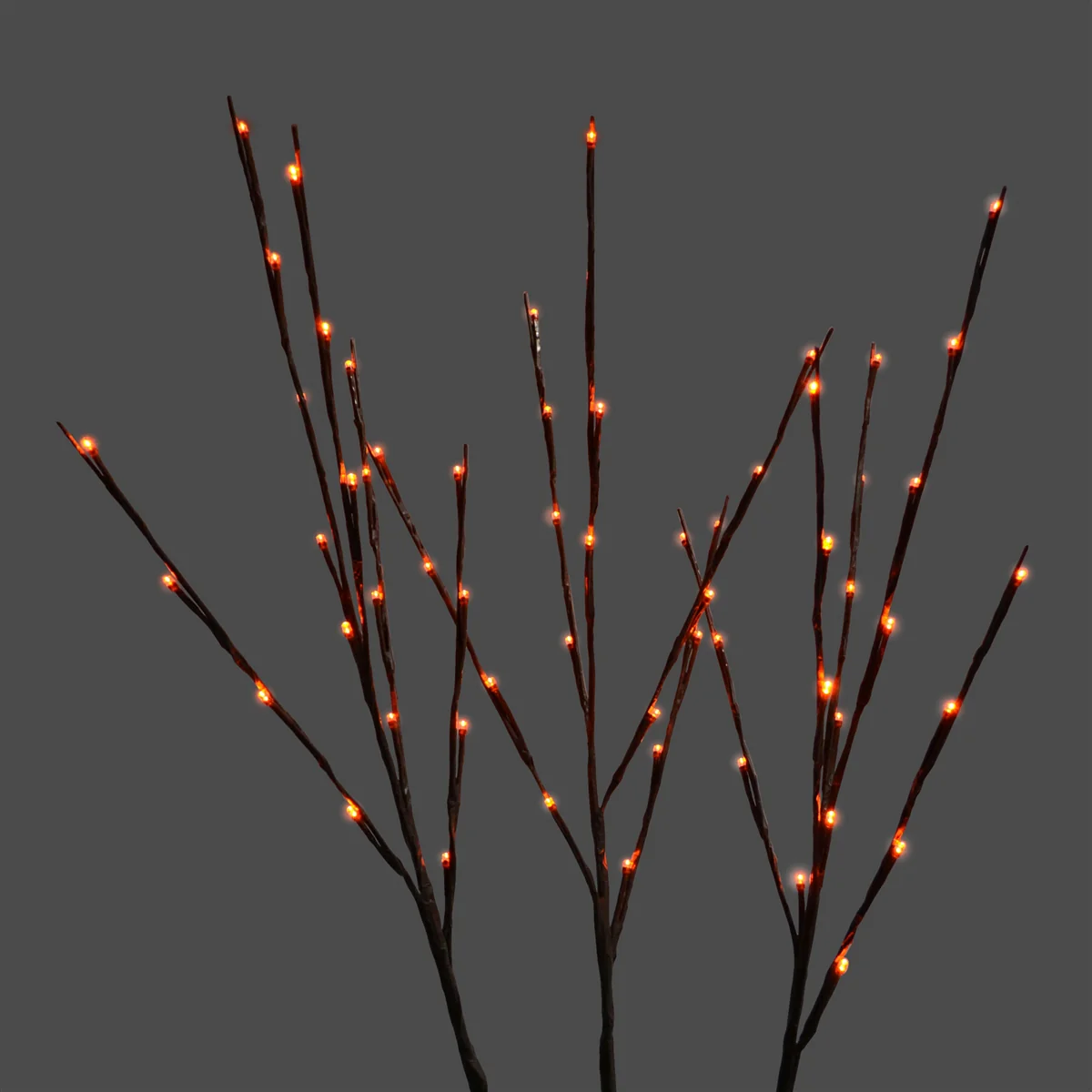 LED Orange Twig Light Stems, 60 Lights, 32" (Set of 3)