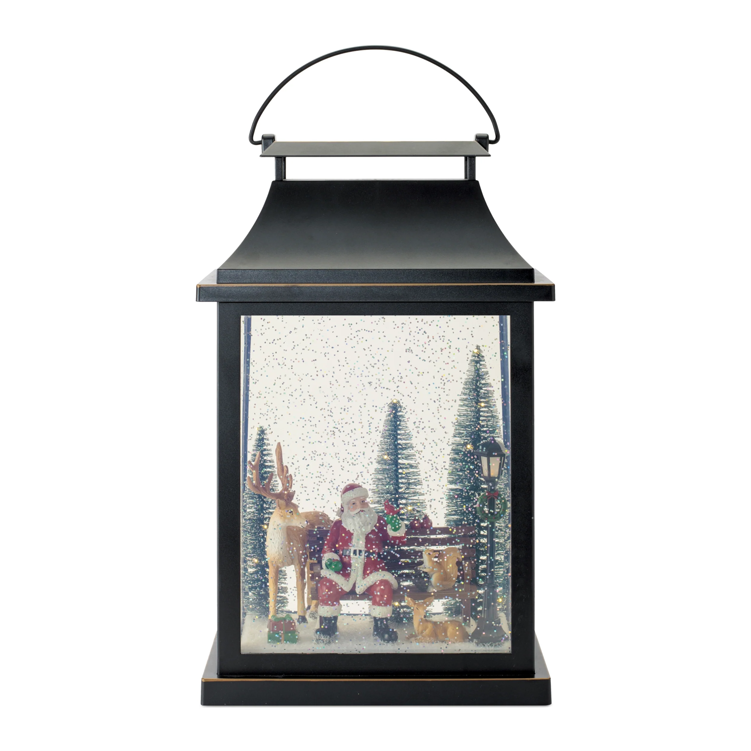 LED Snow Globe Lantern w/Santa & Animals, 16"
