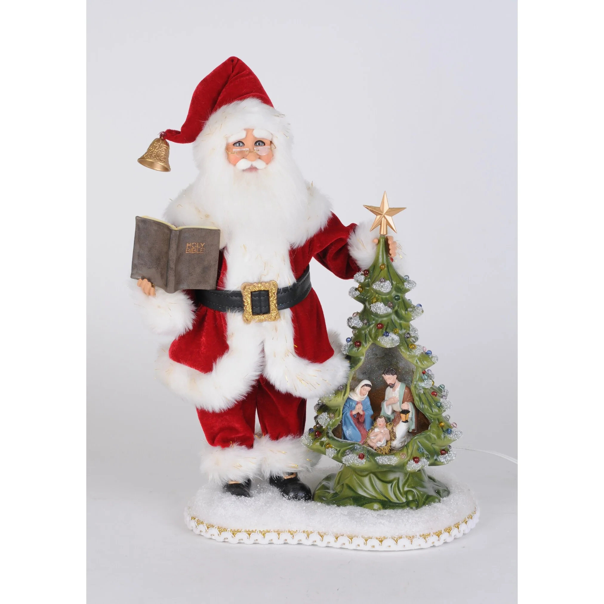 Lighted Christmas Eve Reverence Santa Figurine, 18"