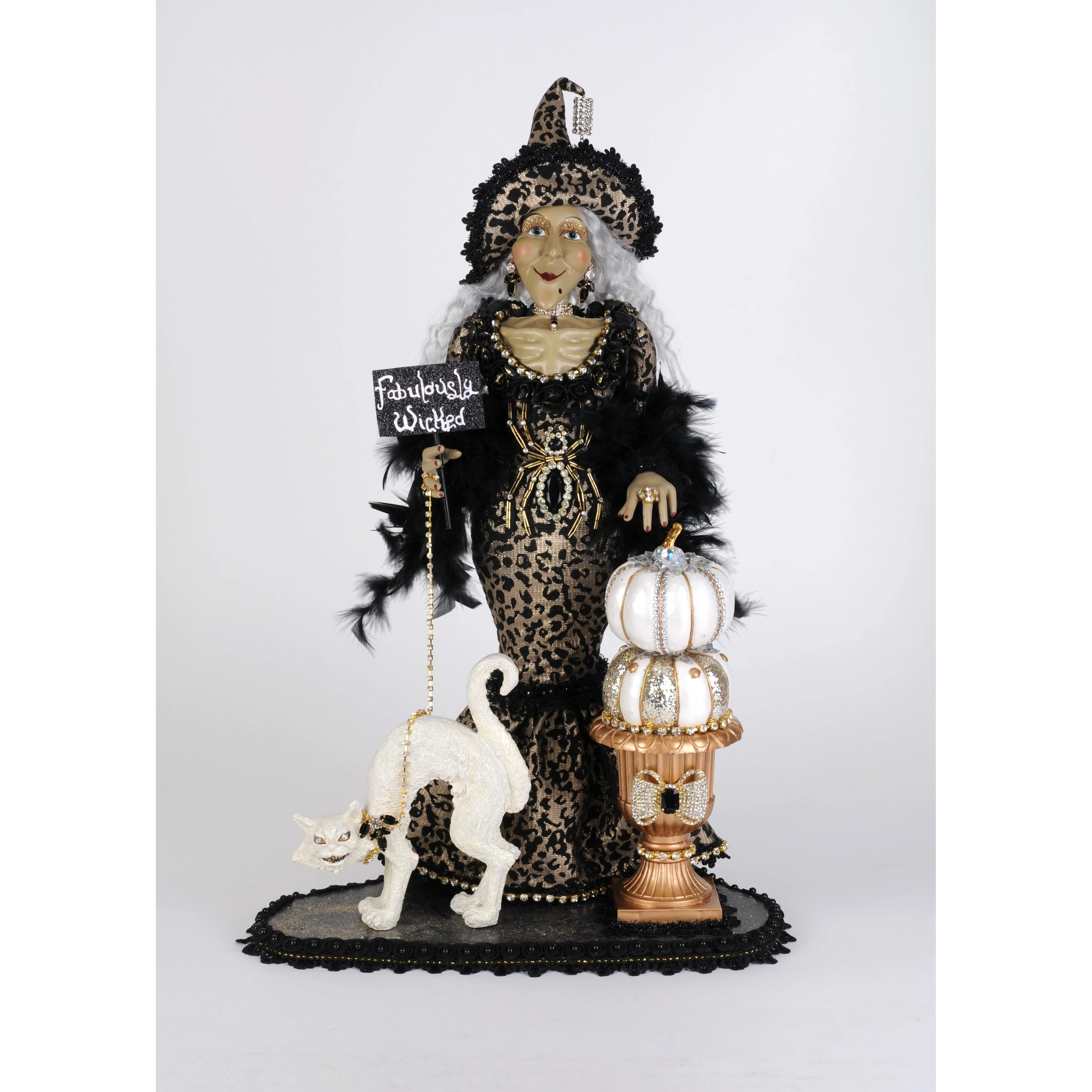 Lighted Fabulously Wicked Leopard Witch Figurine, 23"