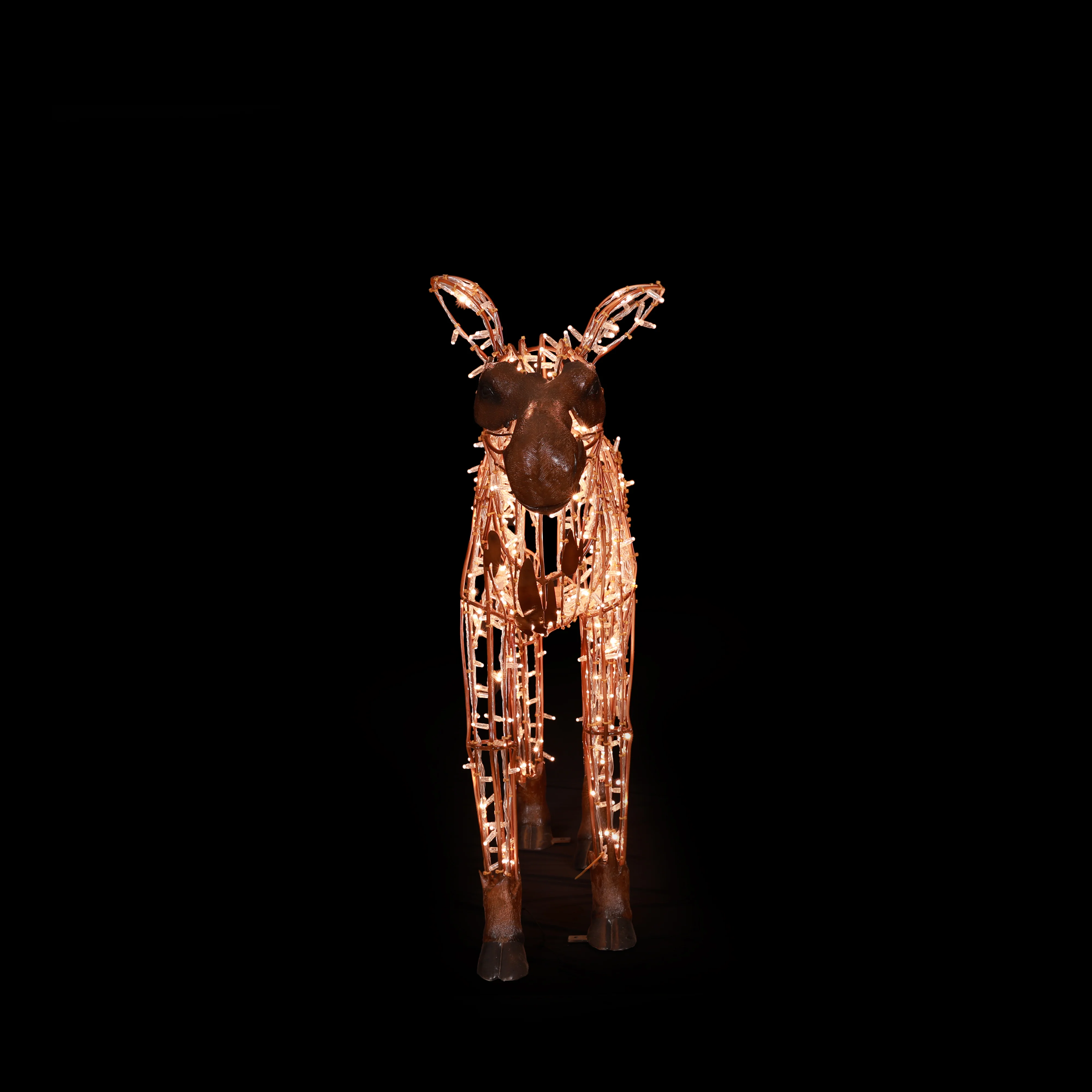 Large Golden White Jr. Moose, LED Lit w/Fiberglass, 4'7" - Image 2