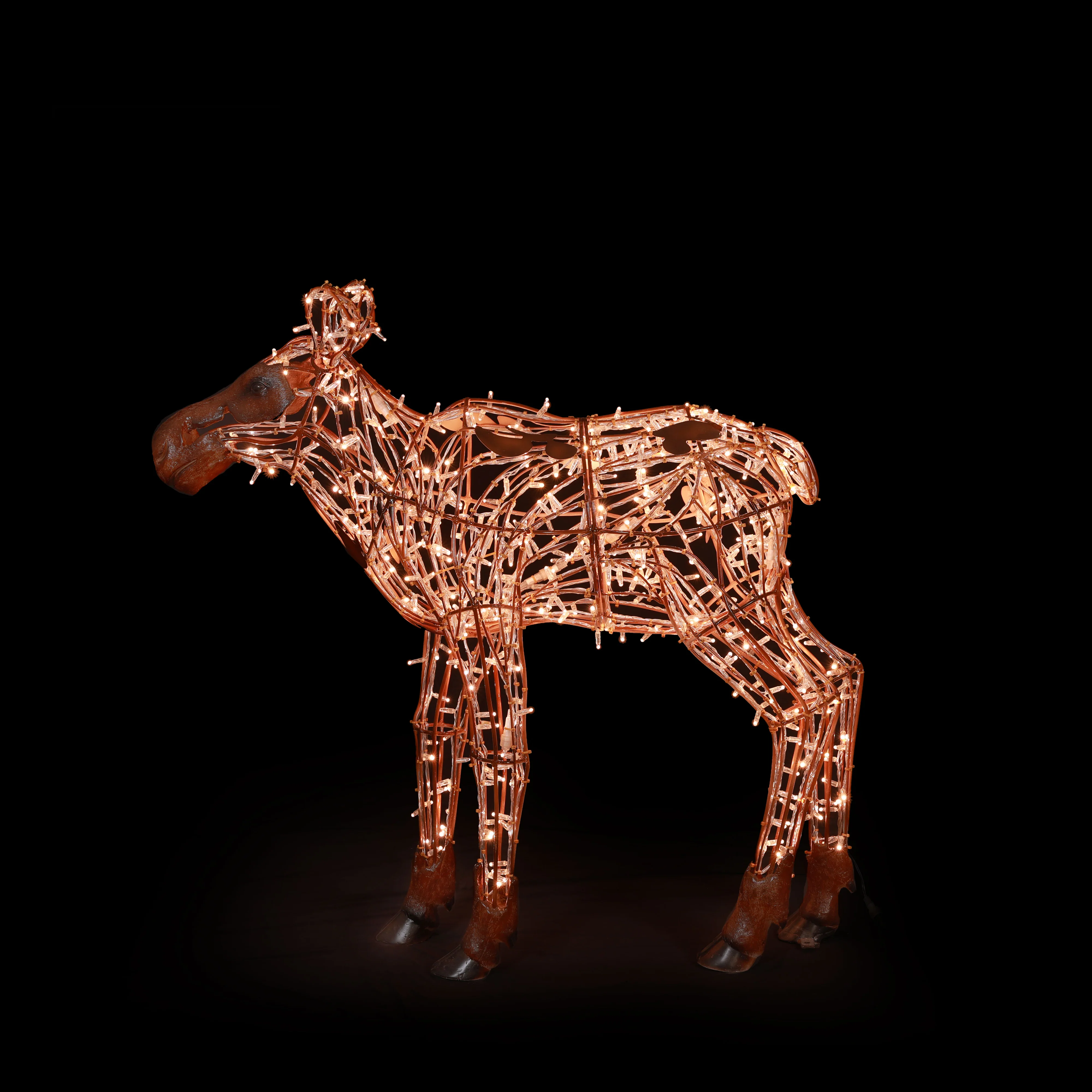 Large Golden White Jr. Moose, LED Lit w/Fiberglass, 4'7" - Image 3