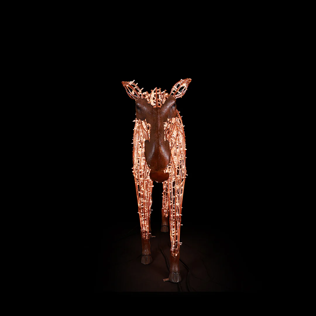 Large Golden White Mrs. Moose, LED Lit w/Fiberglass, 8'3" - Image 2