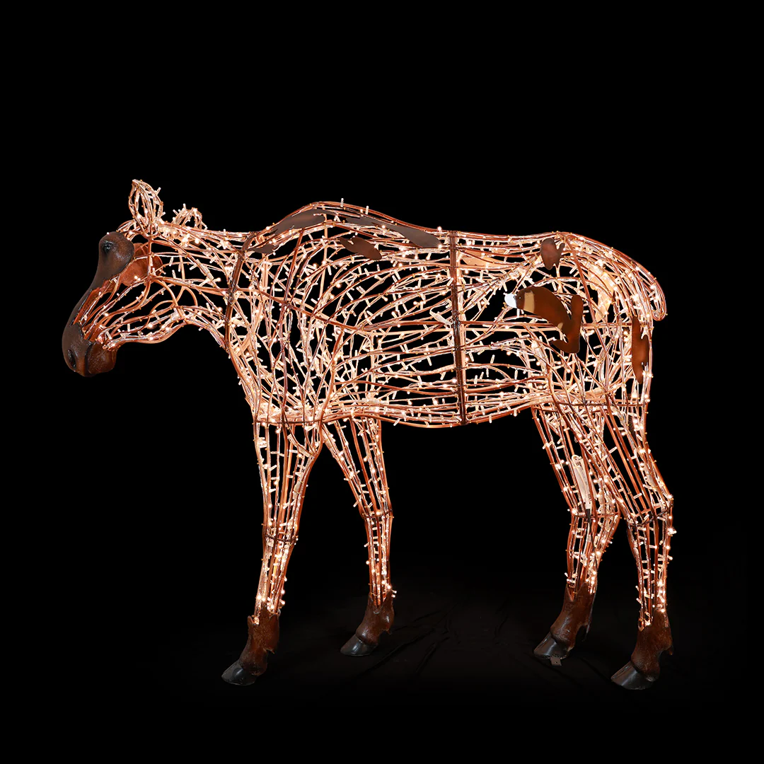 Large Golden White Mrs. Moose, LED Lit w/Fiberglass, 8'3" - Image 3