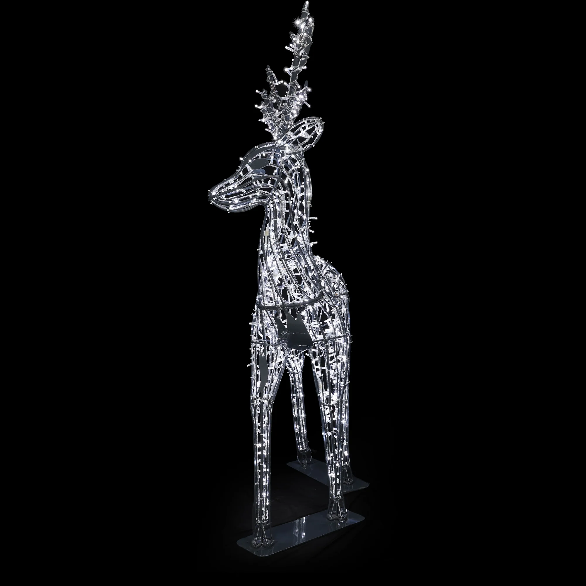 Life-size Deer Buck, LED Lit (Gunmetal/Cold White), 6ft - Image 2