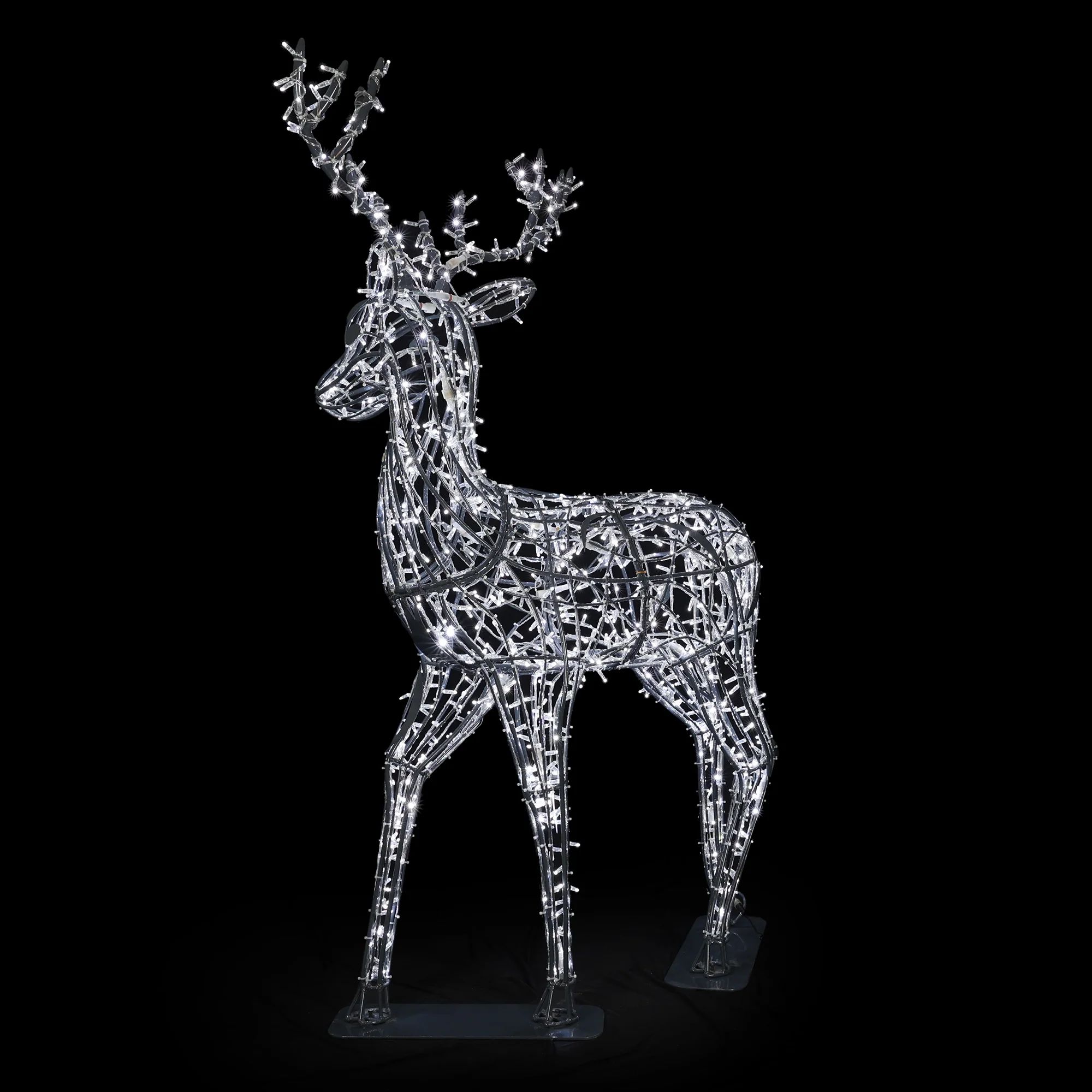 Life-size Deer Buck, LED Lit (Gunmetal/Cold White), 6ft - Image 3