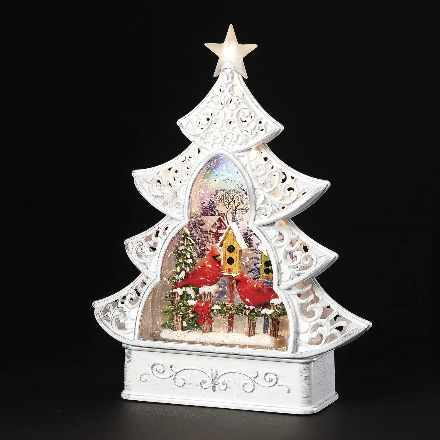 Lighted LED Swirl Cardinal Tree, 11.5" - Image 2