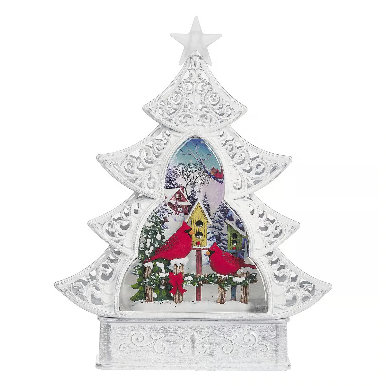 Lighted LED Swirl Cardinal Tree, 11.5" - Image 3