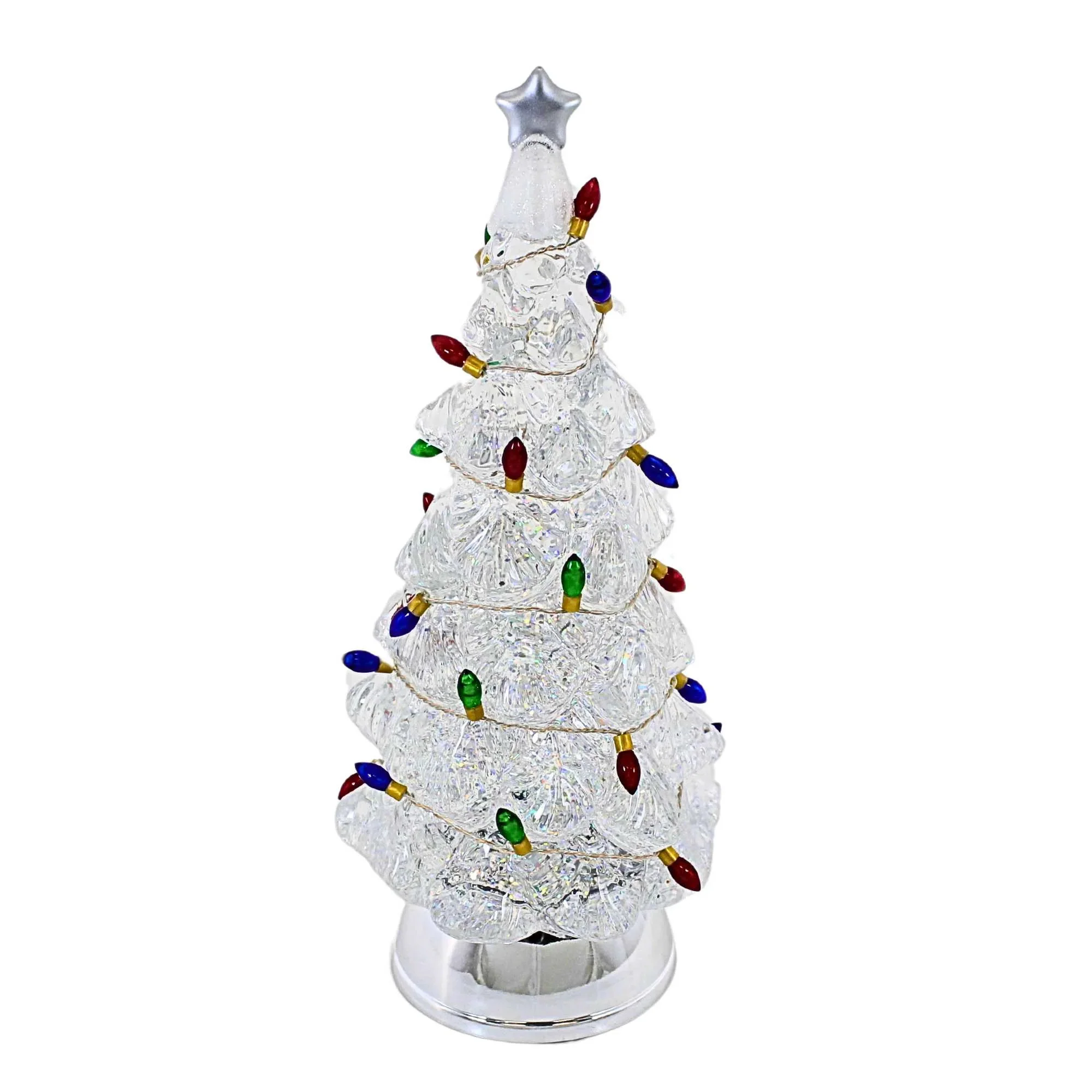 Lighted LED Swirl Tree w/ Color Bulbs & Silver Base, 12.5" - Image 3