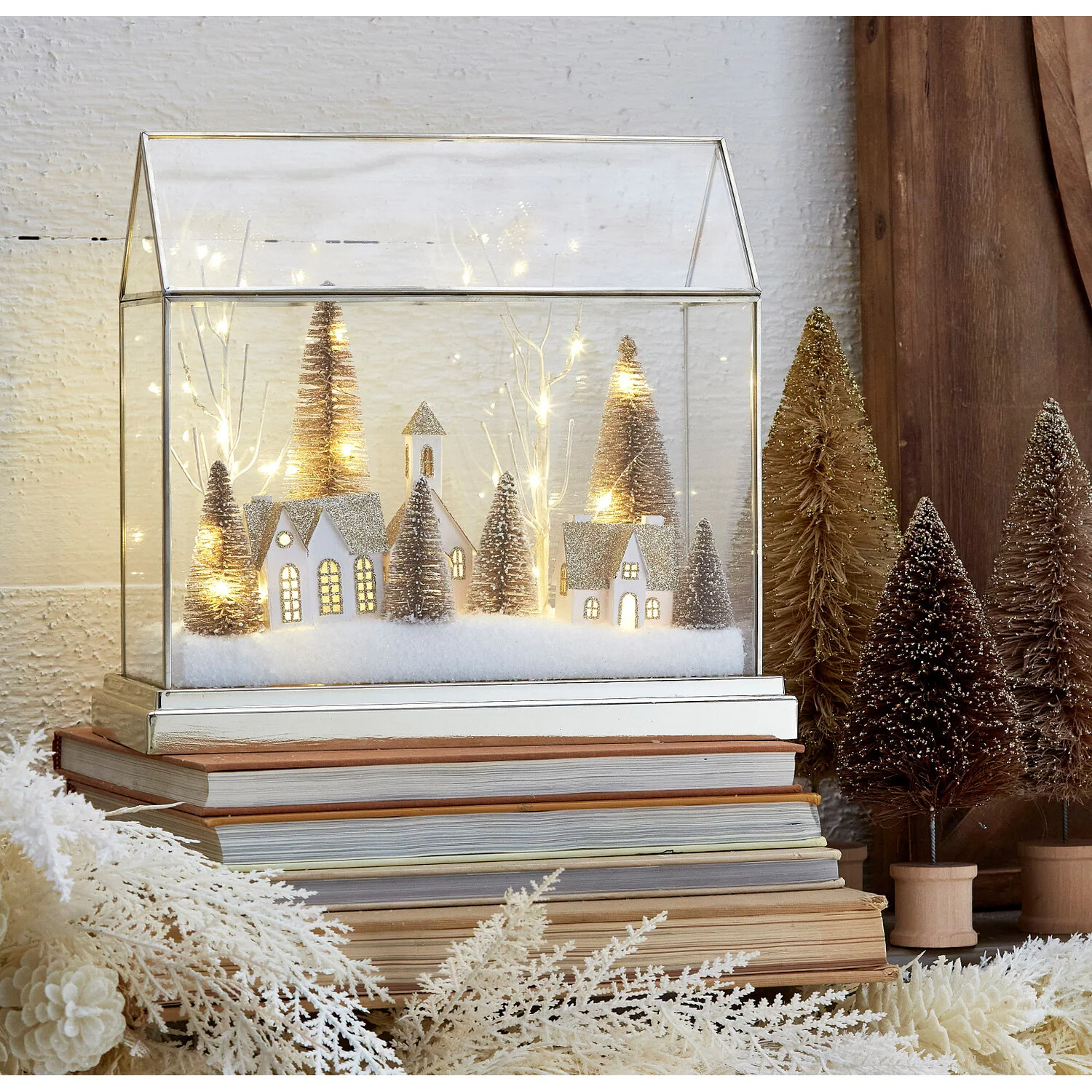 Lighted Snowy Village Terrarium, 12.75 - Image 2