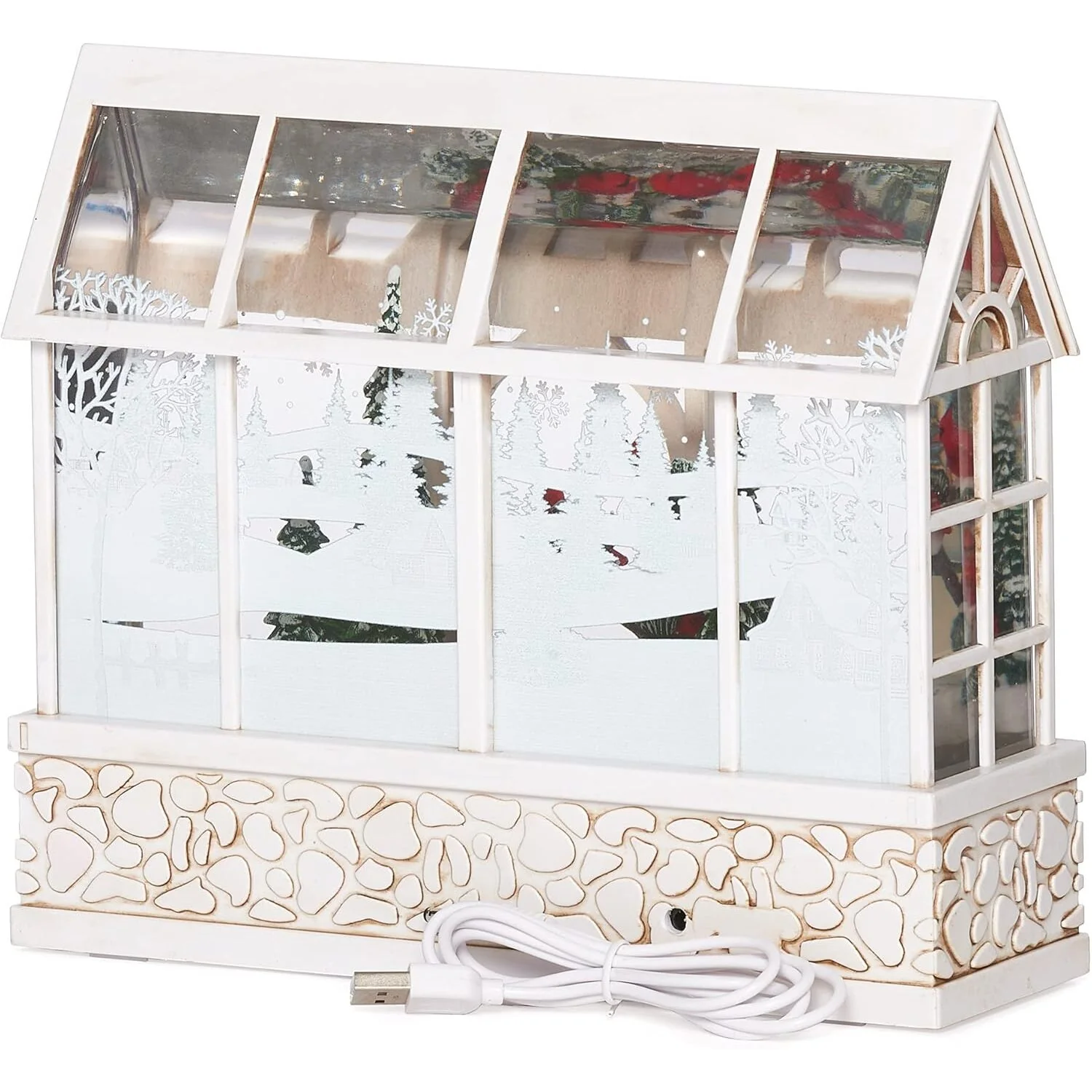 Lighted Swirl Cardinal Greenhouse Lantern, 7.75" - Image 5