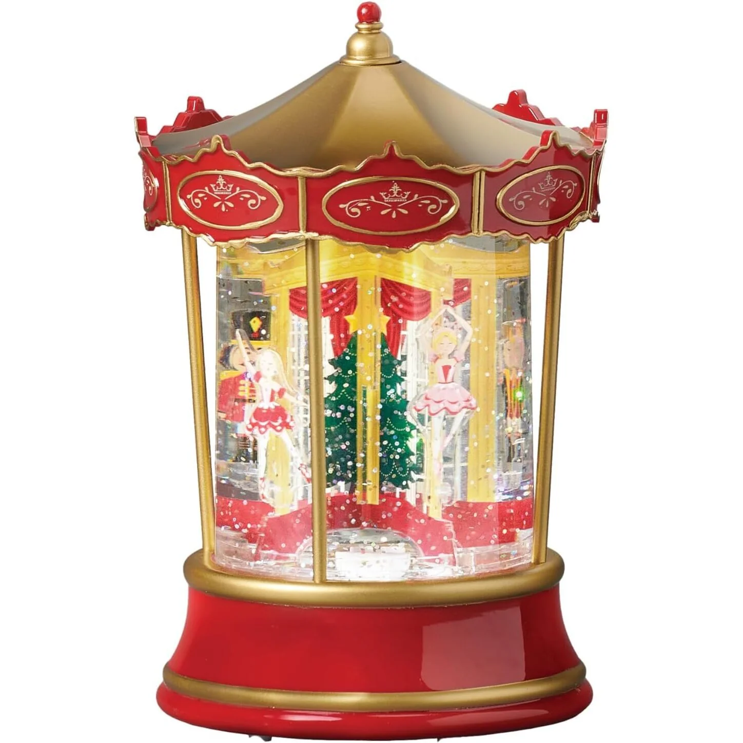Lighted Swirl Nutcracker Ballet Rotating Carousel Snow Globe, 8"