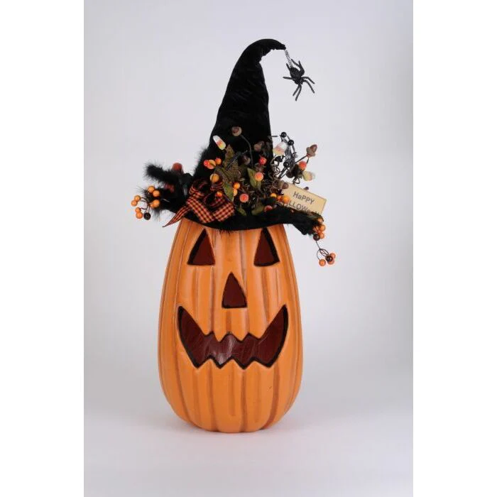 Lighted Tall Fiber Optic Pumpkin Figurine, 31"
