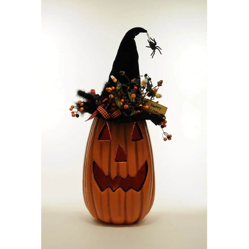 Lighted Tall Fiber Optic Pumpkin Figurine, 31" - Image 2