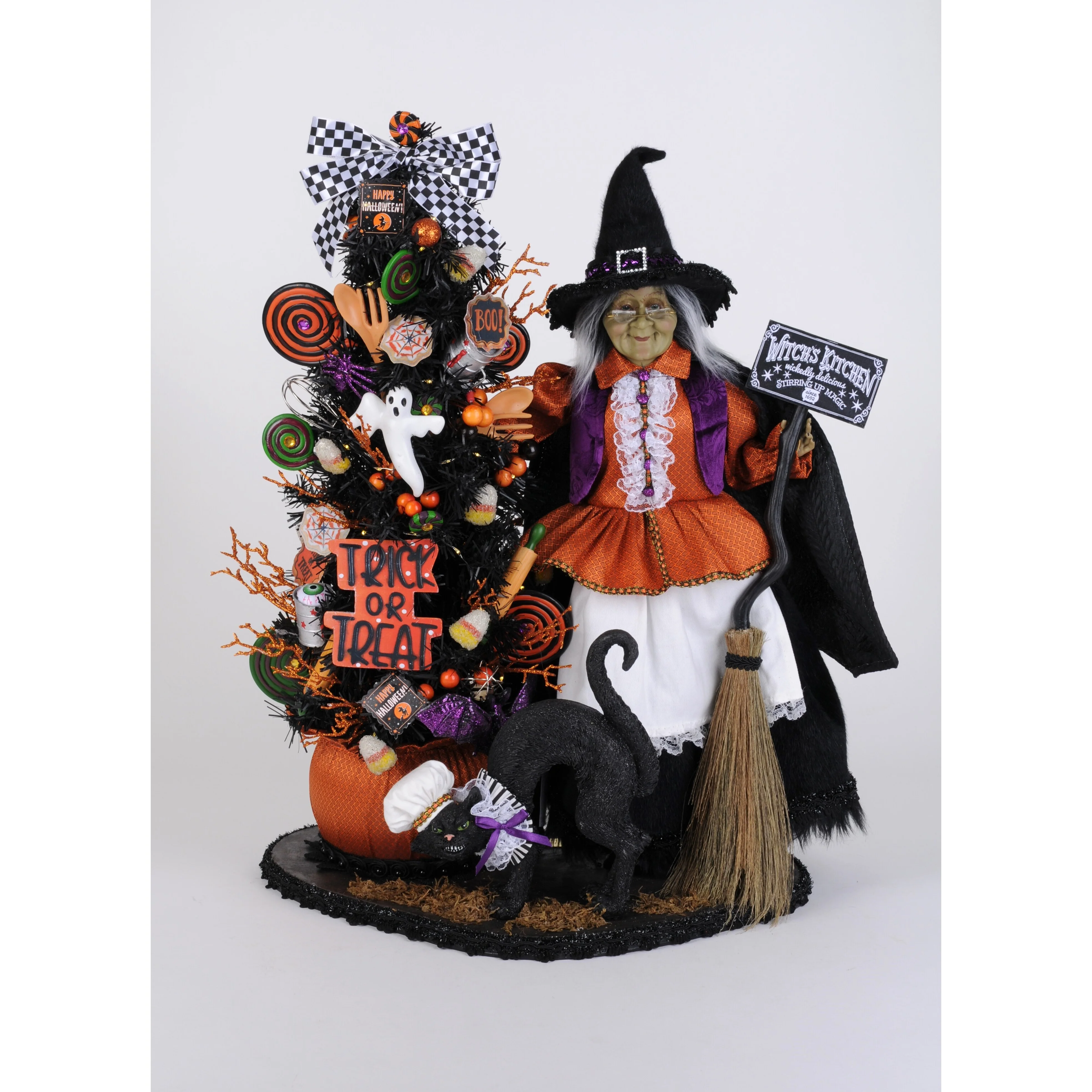 Lighted Tricks or Treats Kitchen Witch Figurine, 23"