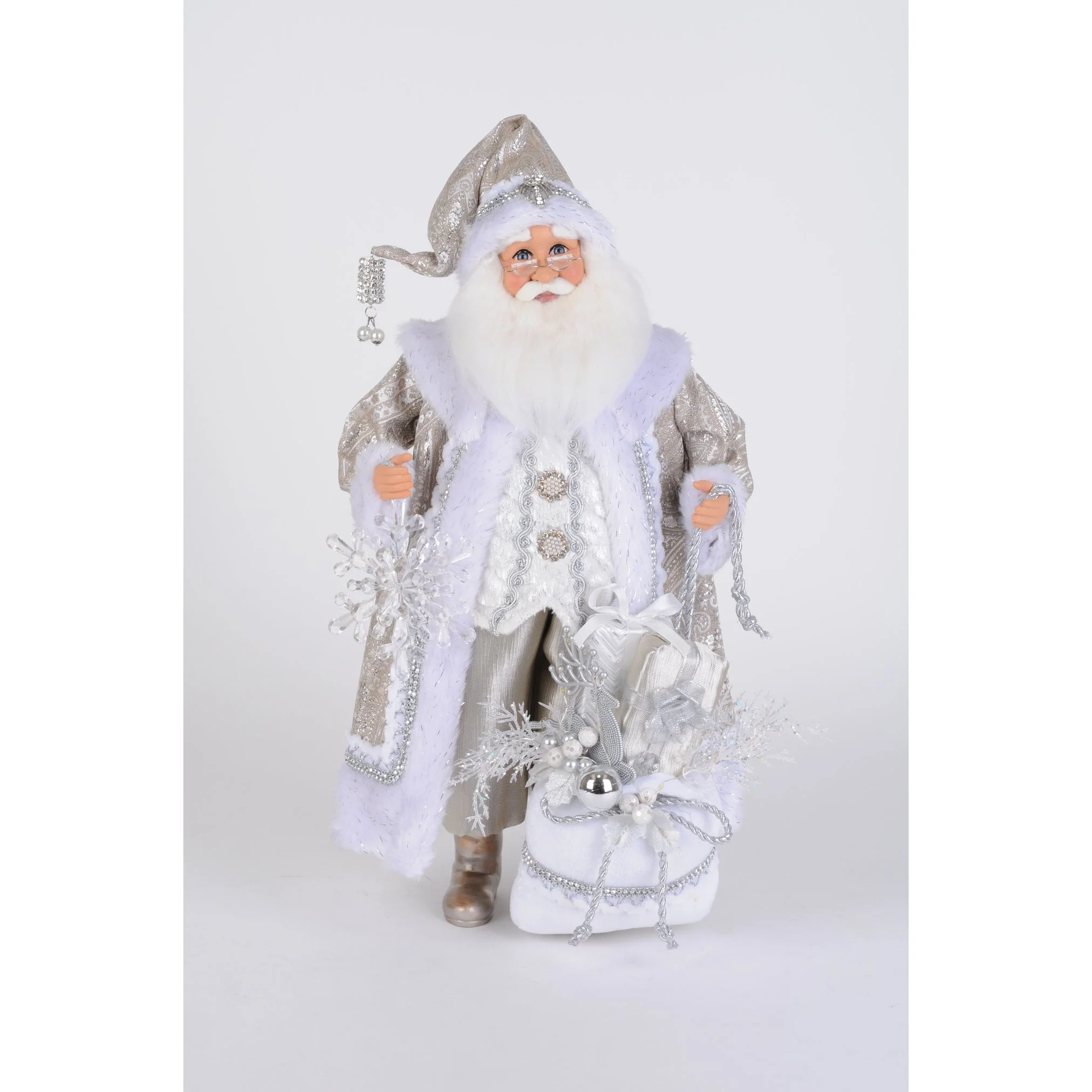 Lighted White Christmas Santa Figurine, 19"
