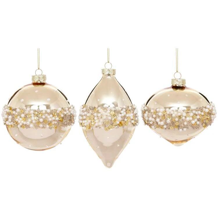 Luxe Pearl Bead Ornaments, 4-5" (Set of 6)