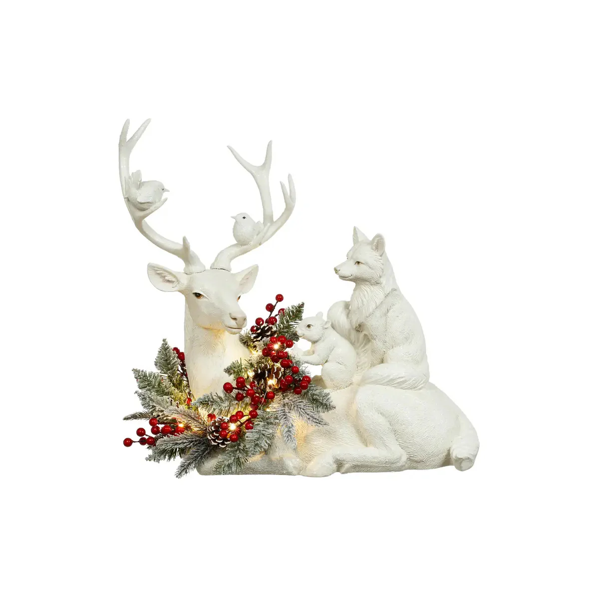 Lying Deer with Wreath Figurine, 32"