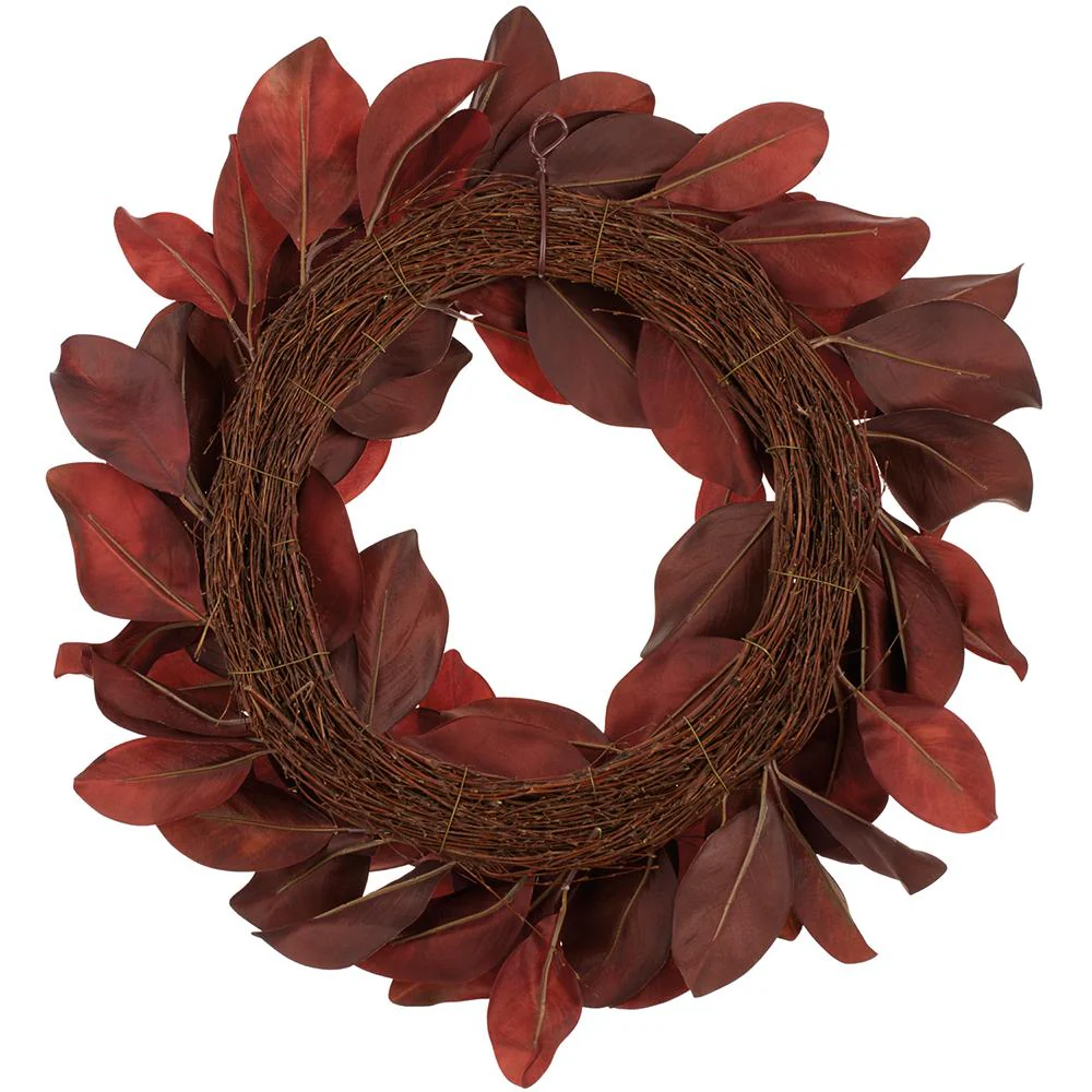 Magnolia Leaf Wreath, 27" (Red Burgundy) - Image 2