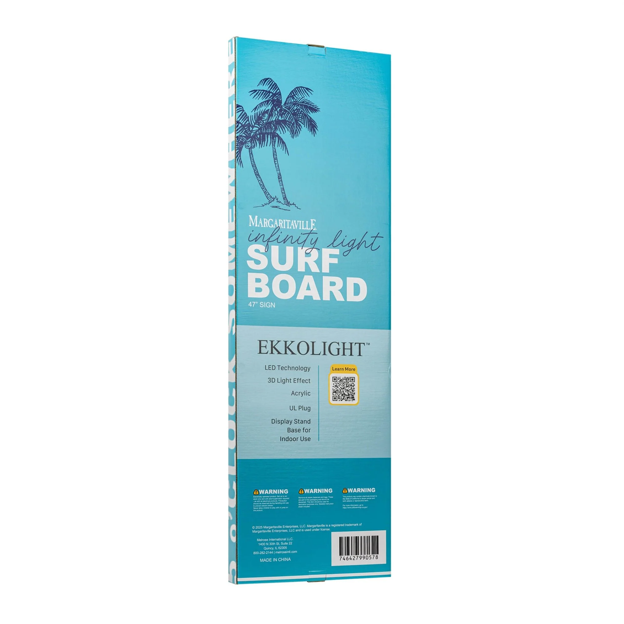 Margaritaville Surf Board Infinity Light, Acrylic, W/ UL Plug, 47" - Image 3