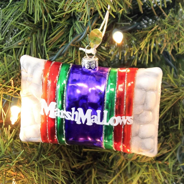 Marshmallows Glass Bag Ornament, 4" - Image 3