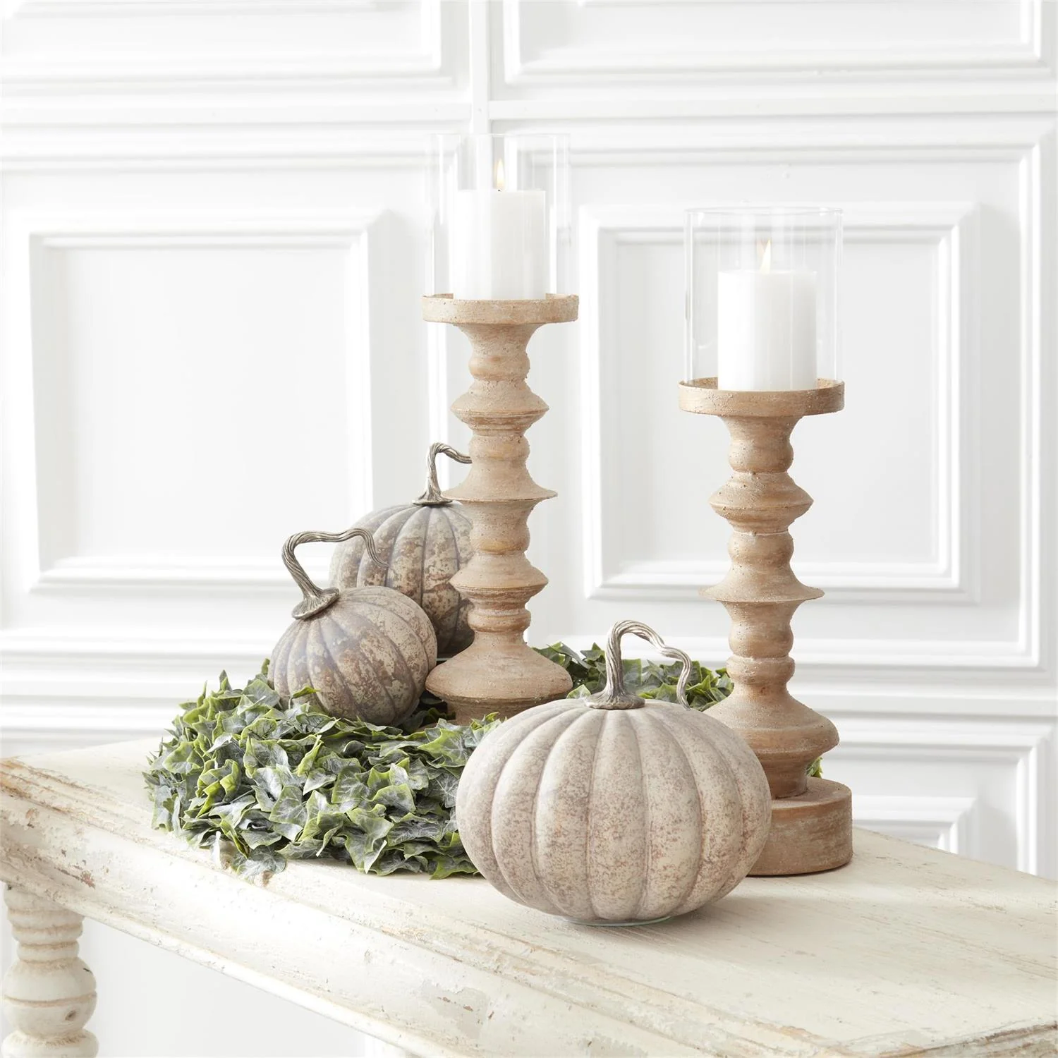 Matte Cream & Brown Speckled Glass Pumpkins (Set of 3) - Image 2