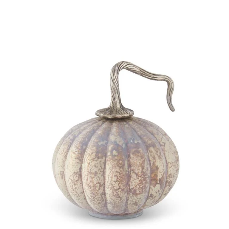 Matte Cream & Brown Speckled Glass Pumpkins (Set of 3) - Image 4