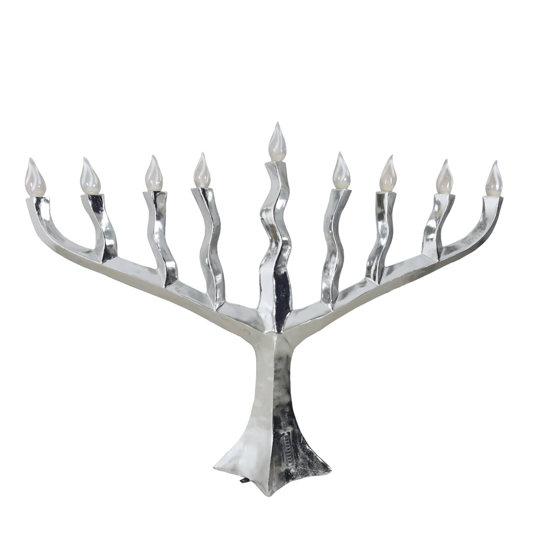 Large Menorah Silver Leaf, 8ft - Image 3
