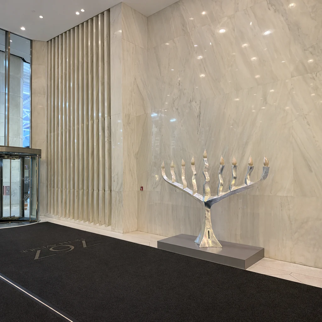 Large Menorah Silver Leaf, 8ft - Image 4