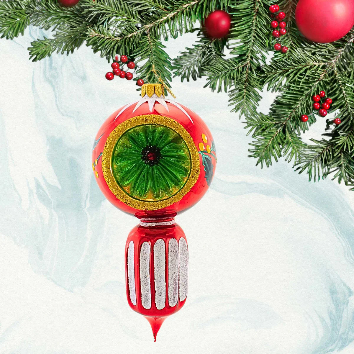 Merry & Bright - Holly Red Ornament, 8" - Image 3