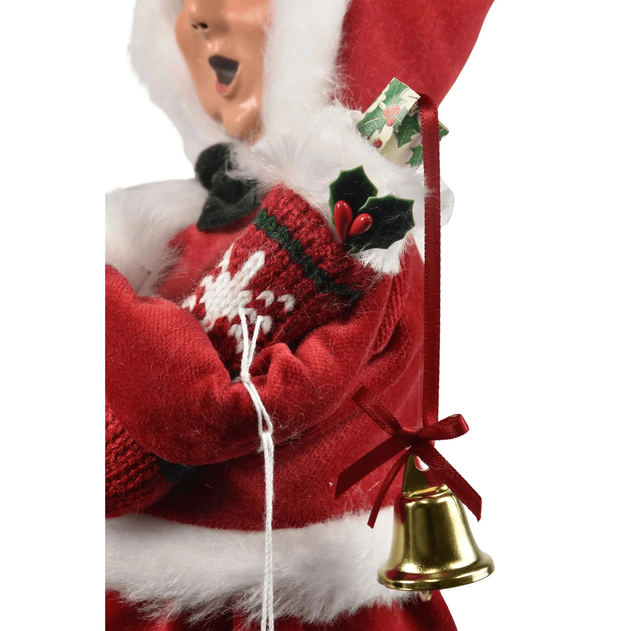 Message Red Velvet Mrs Claus Caroler Figurine, 13" - Image 3