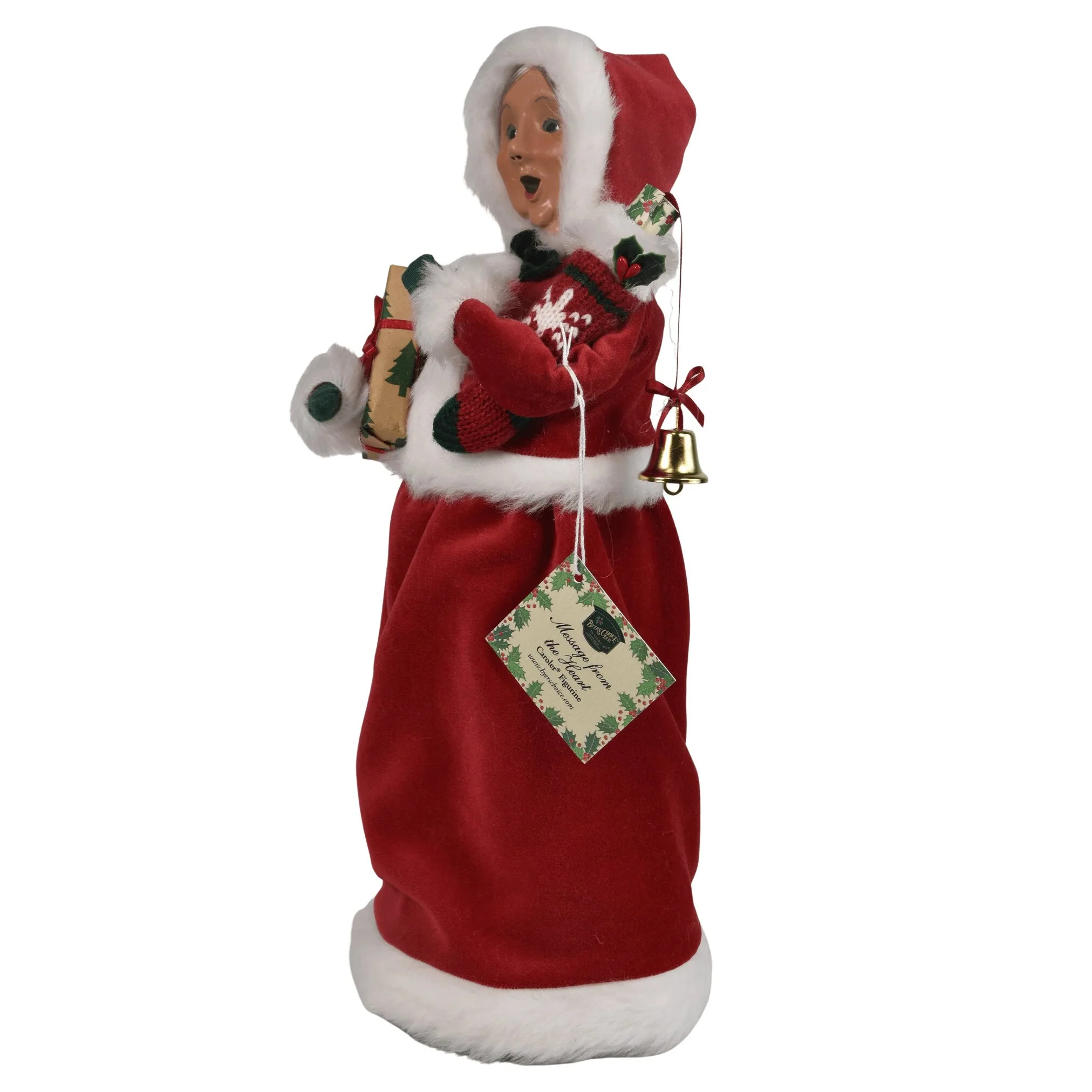 Message Red Velvet Mrs Claus Caroler Figurine, 13" - Image 4