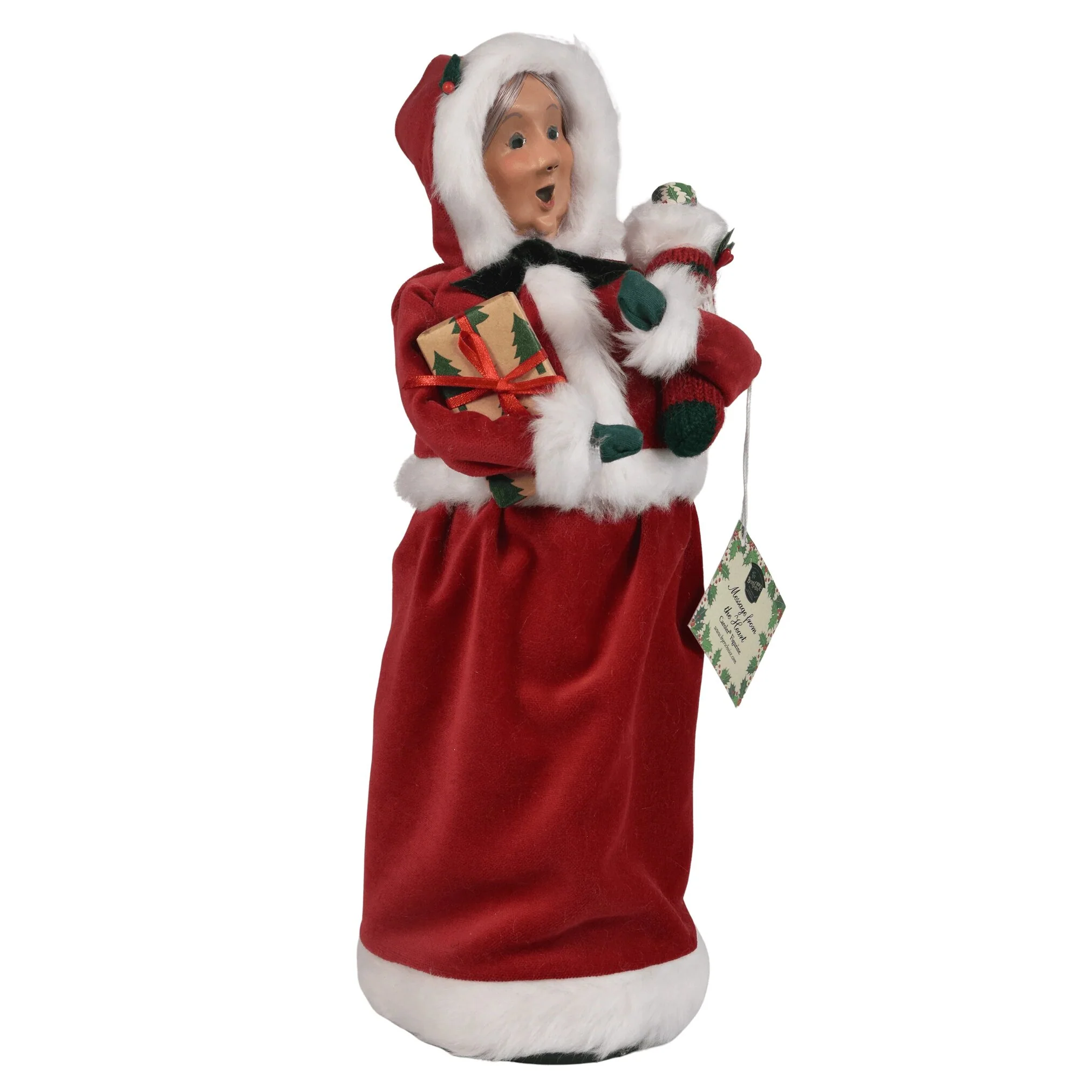 Message Red Velvet Mrs Claus Caroler Figurine, 13" - Image 5