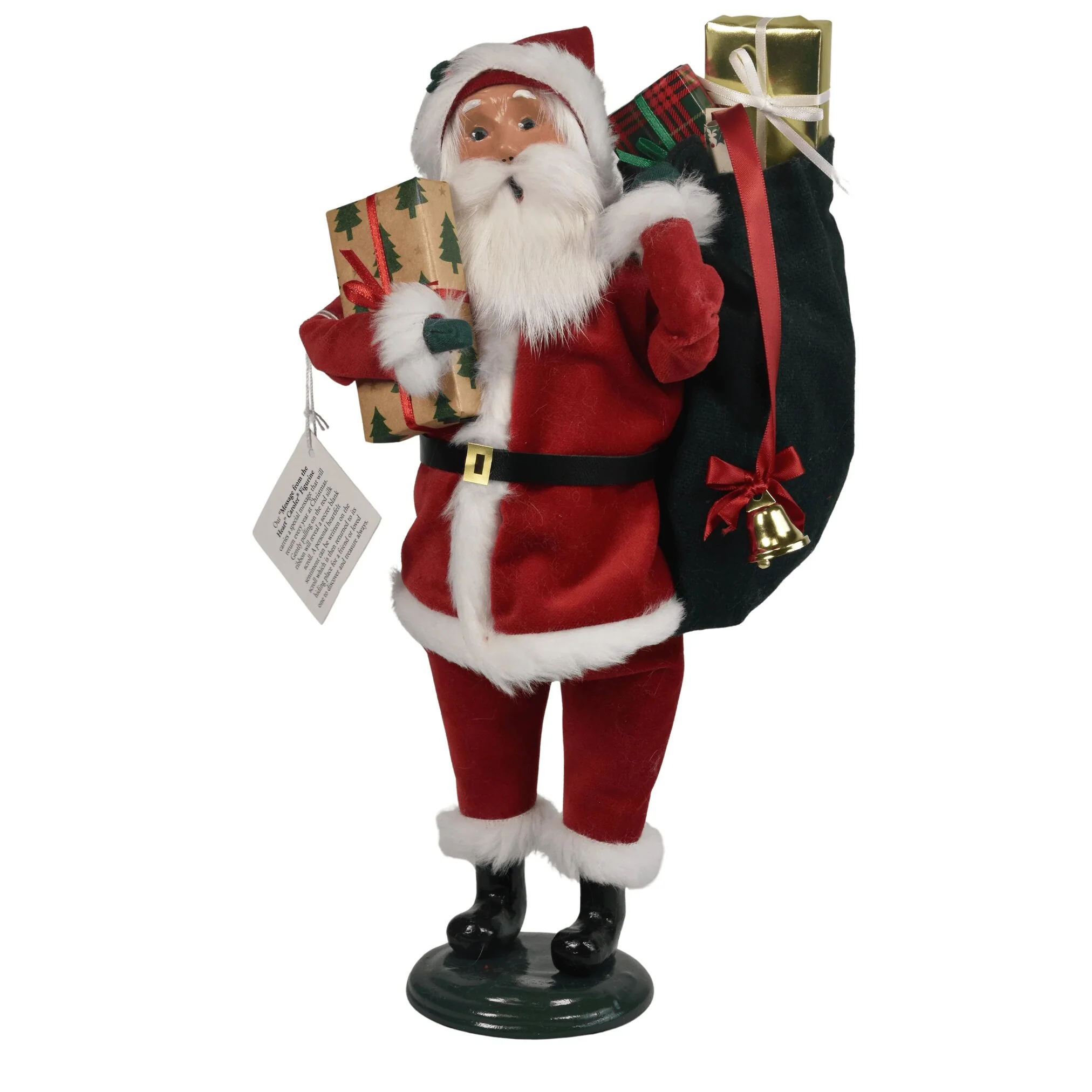 Message Red Velvet Santa Caroler Figurine, 13"