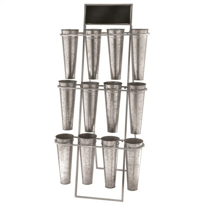 Metal 3-Tier Flower Rack W/ Board, 29 x 61" (Galvanized)