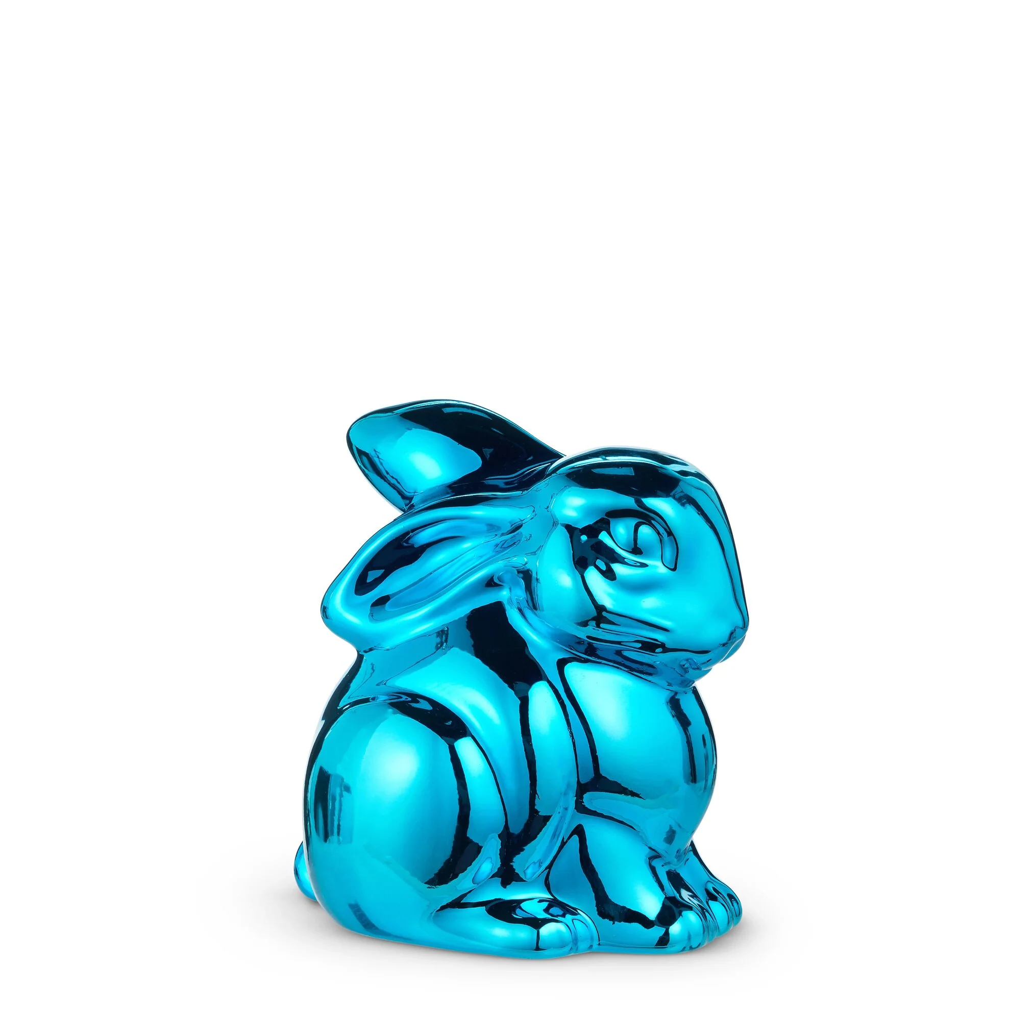 Metallic Blue Balloon Bunny Figurine, 8"
