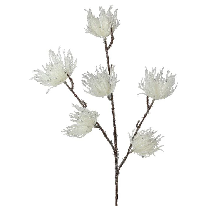 Metallic Iced Thistle Spray, 27" (White)