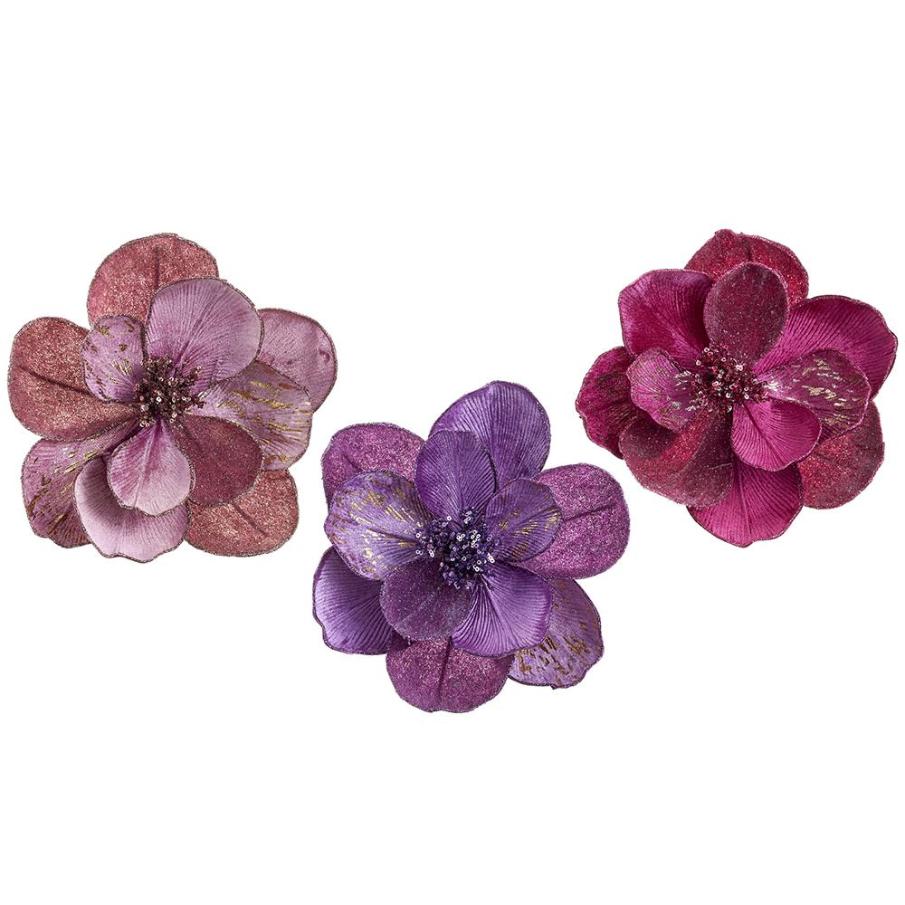 Metallic Pearlized Magnolia Clip, 7" (Set of 3, Purple Boysenberry)