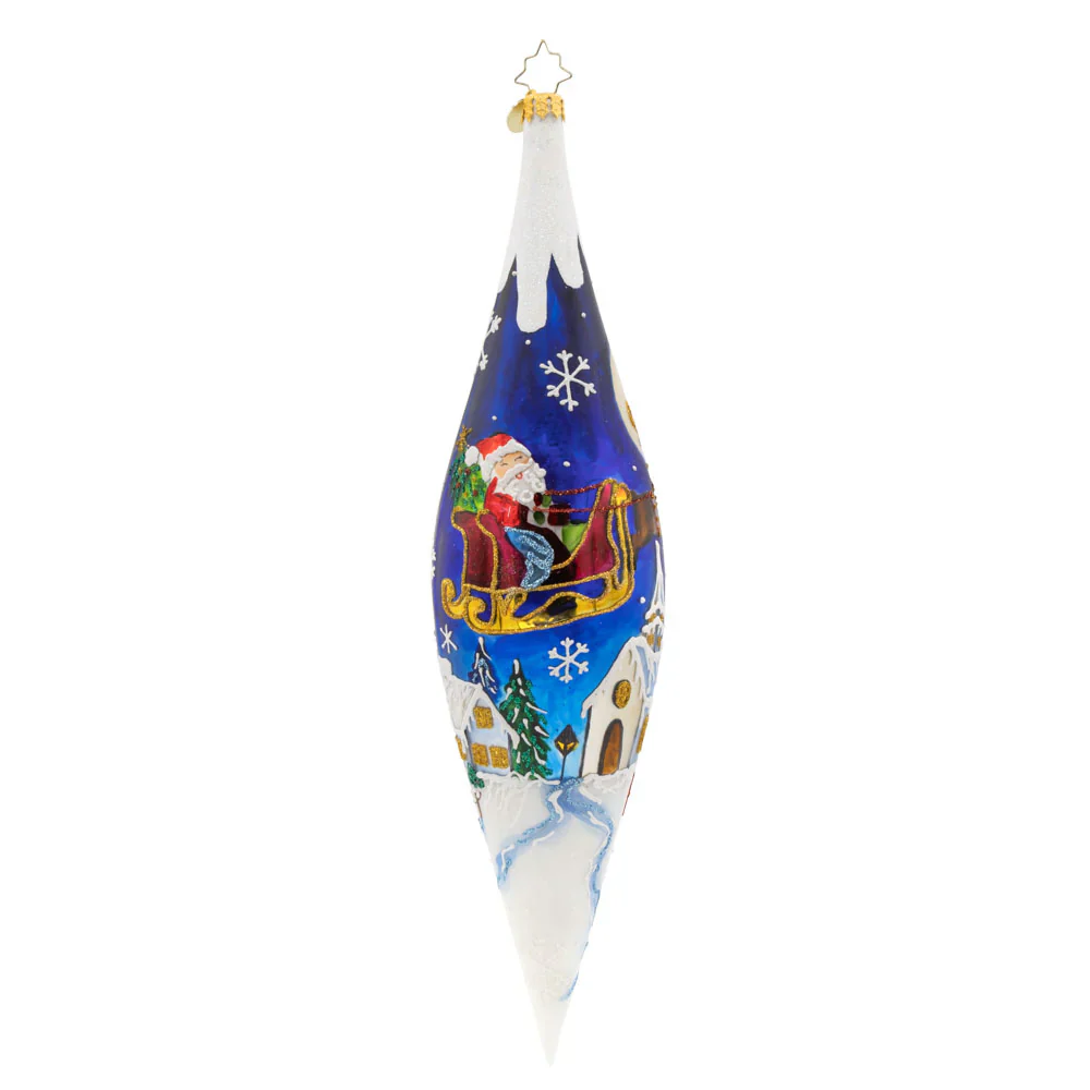 Moonlight Sleigh Ride Icicle Glass Ornament, 12" - Image 2