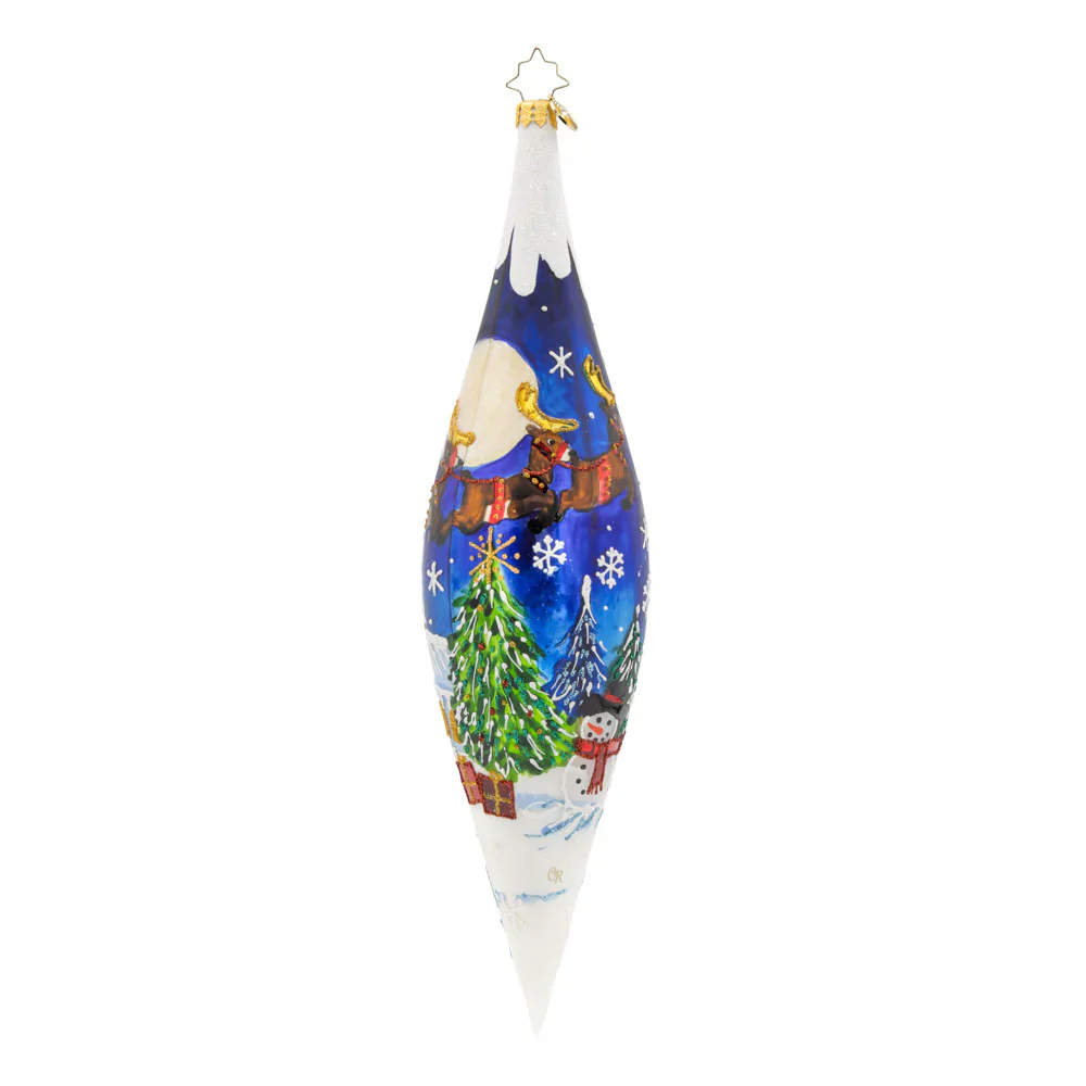 Moonlight Sleigh Ride Icicle Glass Ornament, 12" - Image 3