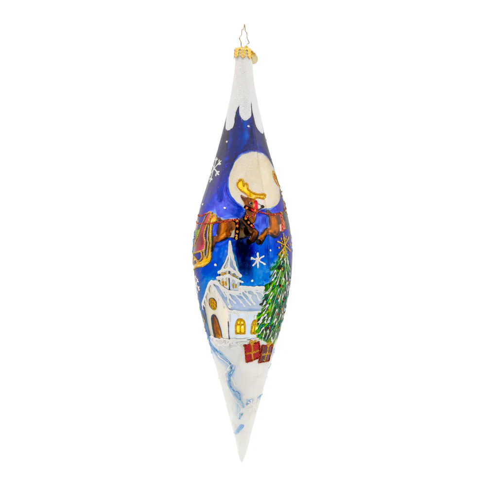 Moonlight Sleigh Ride Icicle Glass Ornament, 12" - Image 5