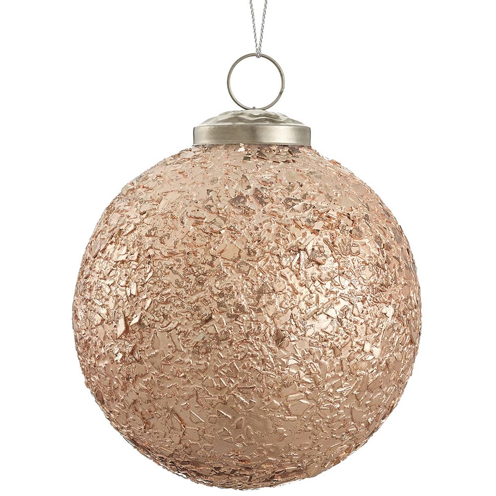 Mosaic Glass Ball Ornament, 4.5" (Rose Gold)
