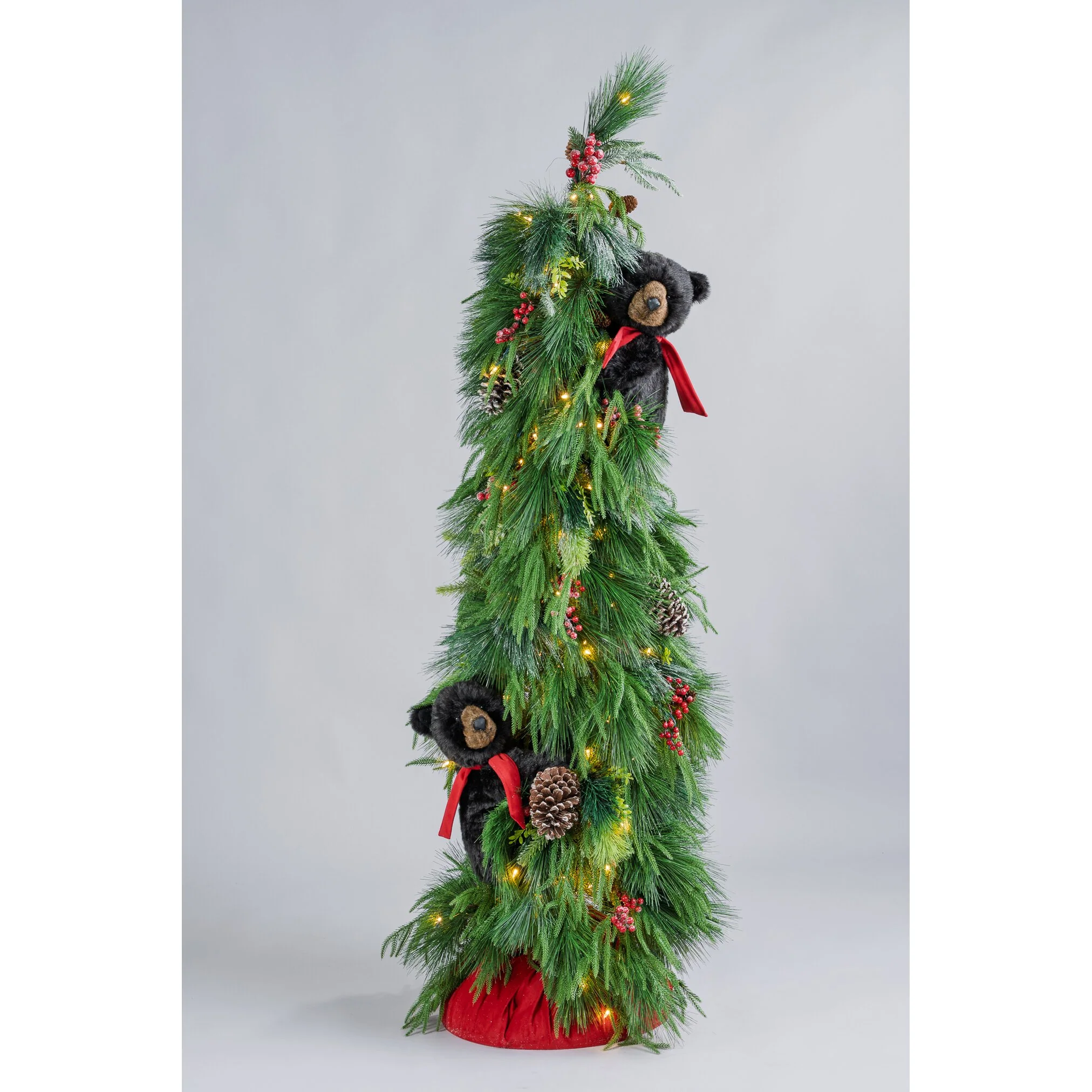Mountain Wonderland Frolic Tree W/Black Beers, 72"