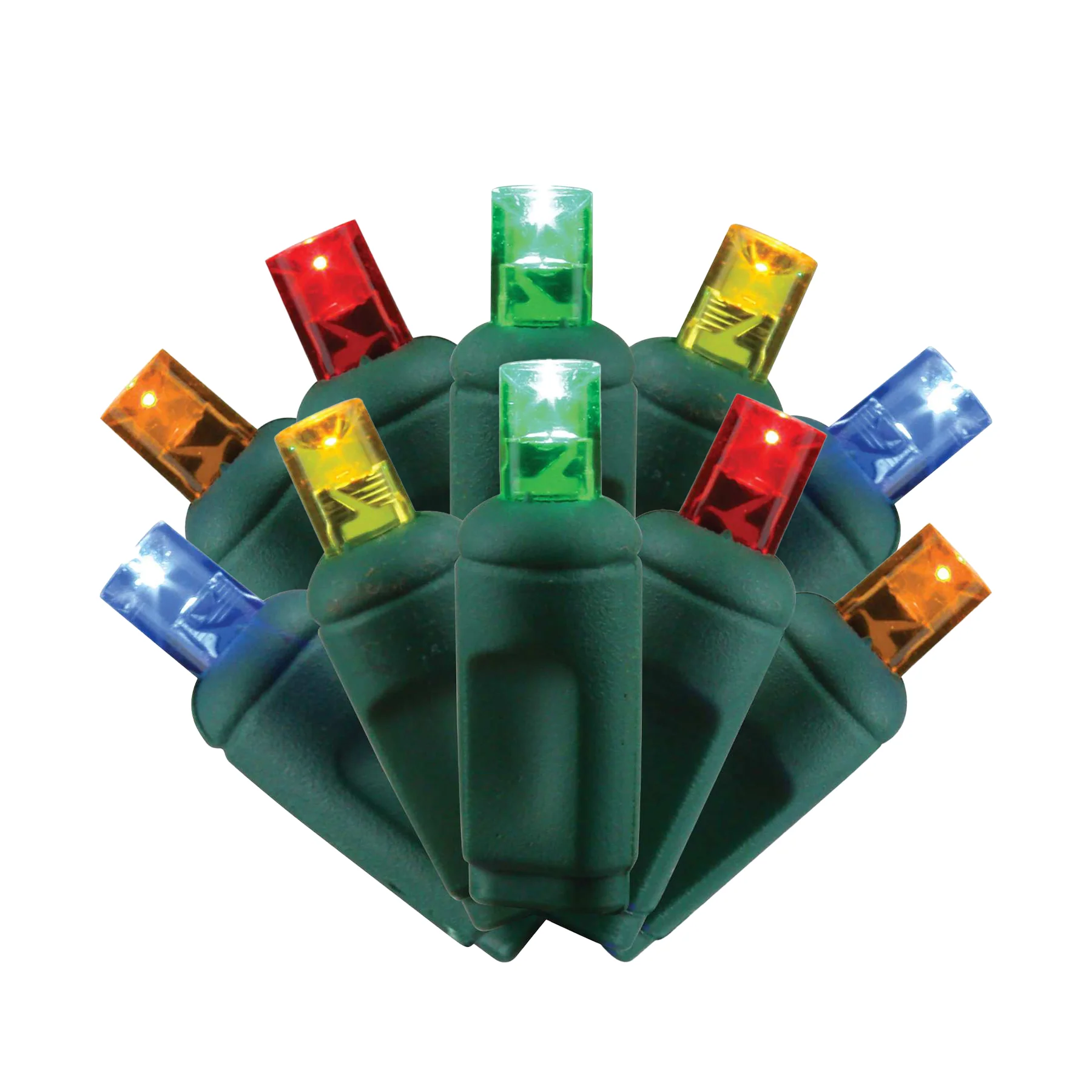 Multi Color Mini Light Set, Green Wire, 25' (50 bulbs, 6" spacing)