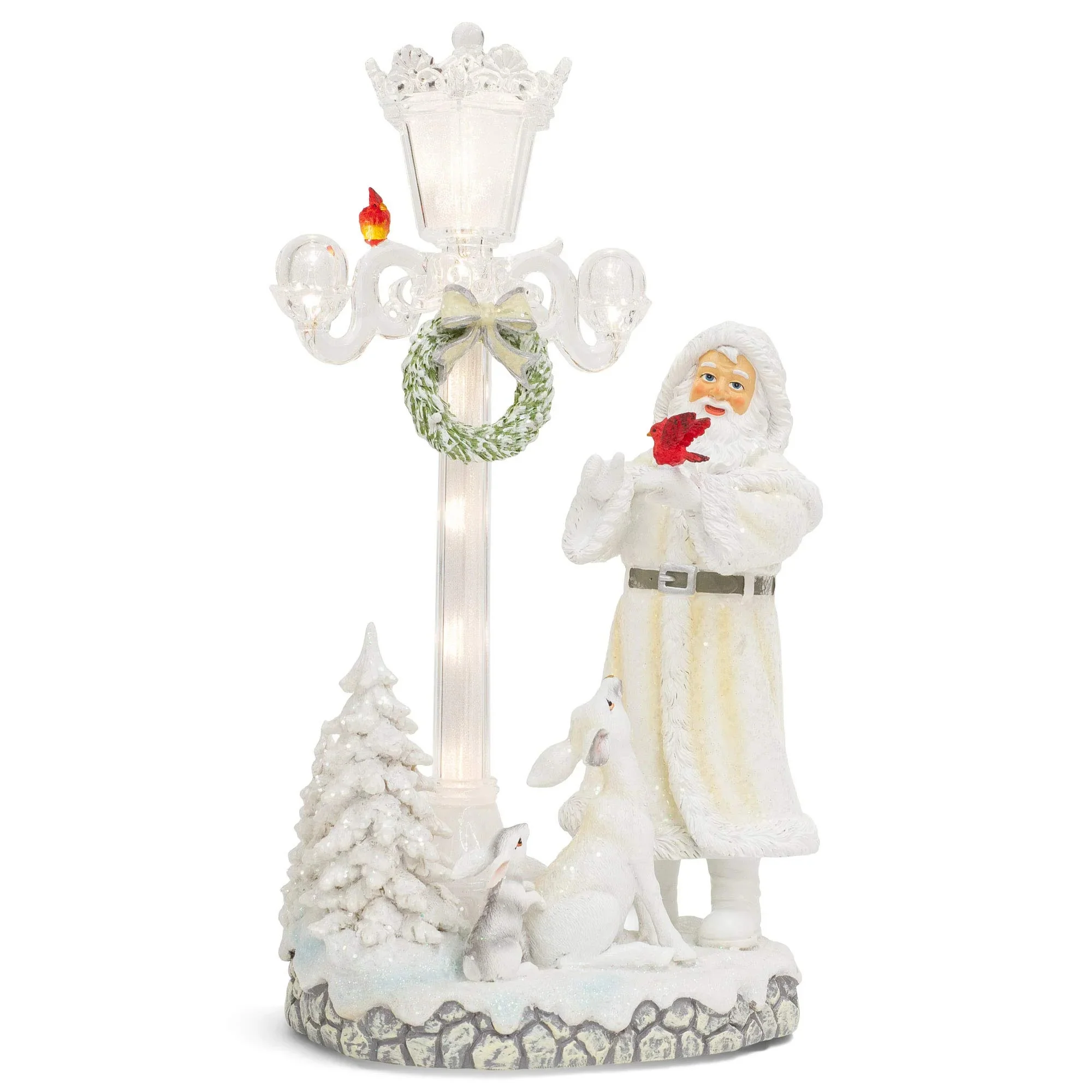 Musical Santa w/ Multicolor LED Light Post, 15.5"